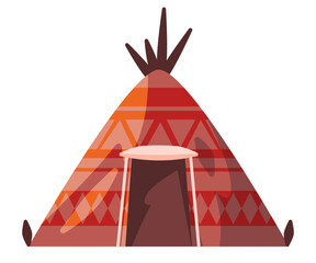 Apache tent american tribal aethnic camp in brown color vector illustration