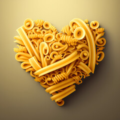 Pasta heart shape. Maded of food love symbole for Valentine day. Ai generated design