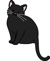 Simple and adorable illustration of black cat sitting