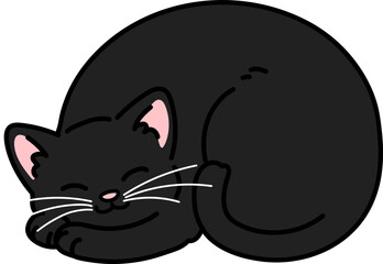 Simple and adorable illustration of black cat sleeping