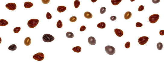 3d render illustration. Set of chocolate easter eggs