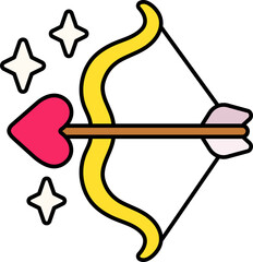 Bow Arrow Heart Icon Elements Colored Outline Style