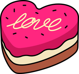 Cake heart love Icon Elements Colored Outline Style