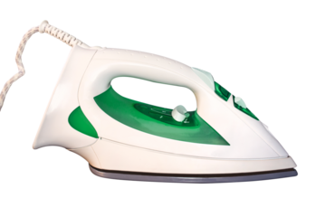 Modern steam iron isolated on transparent background, png