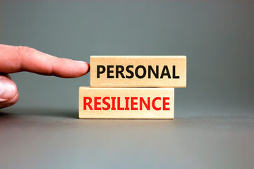 Personal resilience symbol. Concept word Personal resilience on wooden blocks. Beautiful grey table...