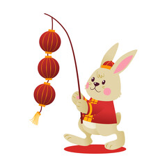 Rabbit With Chinese Red Lantern, Transparent, Illustration