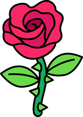 Rose Icon Elements Colored Outline Style