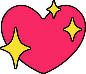 Sparking Heart Icon Elements Colored Outline Style