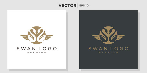 swan logo, goose or duck icon design vector