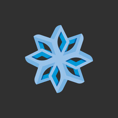 Geometric snowflake icon on black background. Vector