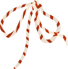 Cute red festive ribbon bow for presents and gifts, png cartoon  illustration isolated