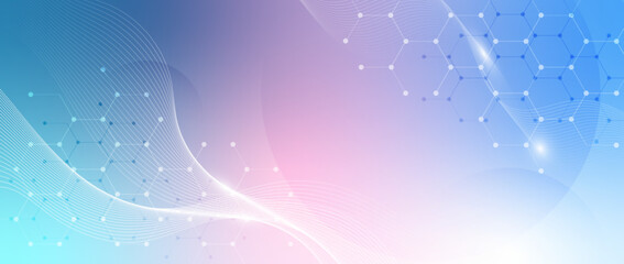 Medical and science concept background with hexagonal molecular structures. Vector illustration