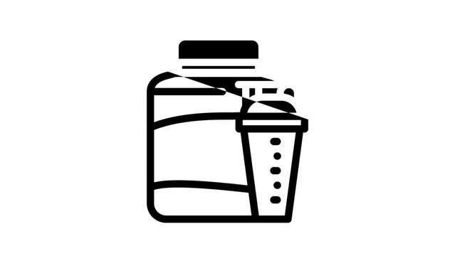 whey protein milk product line icon animation