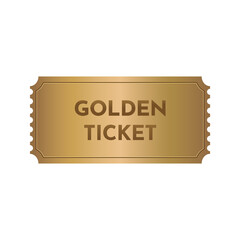 Vector horisontal golden ticket template. Cinema, theater,casino, concert, game, party, event, festival gold ticket.Invite ticket for casino club.Vector illustration.