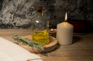 Spa y masajes con aceite esenciales. Cuidado personal y mental. Concepto.
