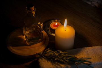 Spa y masajes con aceite esenciales. Cuidado personal y mental. Concepto.