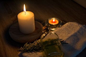 Spa y masajes con aceite esenciales. Cuidado personal y mental. Concepto.