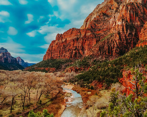 Zion National Park in Utah, Virgin River on Lower Emerald Pools Trail