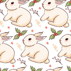 Happy Chinese New Year. Year of the rabbit 2023. Animal cute rabbit pattern. ornament pattern. Happy new year design element. Postcard, gift