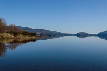 landscape reflected in a lake of Chile