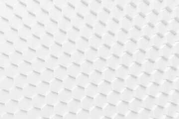 Abstract hexagonal 3D Futuristic honeycomb mosaic white background. Realistic geometric pattern texture. Abstract white vector wallpaper with hexagon grid banner. 3d illustration