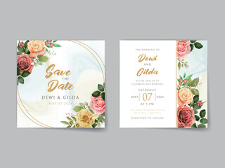 Colorful floral wedding invitation card