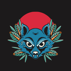 Vector raccoon Head Retro Illustration