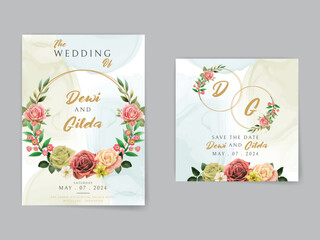 Colorful floral wedding invitation card