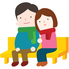Obraz premium Love couple on the bench 