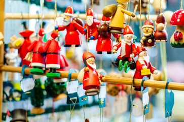 Christmas toys for sale at the christmas fair.