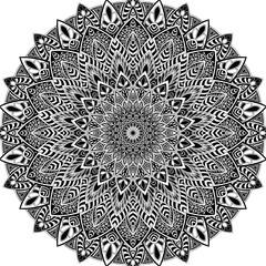 Fototapeta premium Circular Mandala pattern for tattoo, decoration premium product poster or painting. Decorative ornament in ethnic oriental style. Outline doodle hand draw illustration.