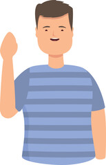 Hi down boy icon cartoon vector. Handicap care. Health day