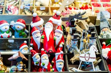 Christmas toys for sale at the christmas fair.