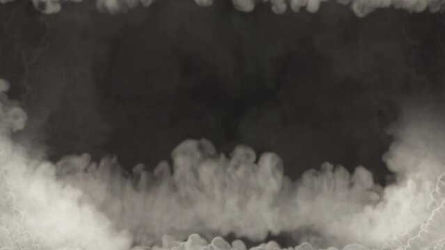 clouds or steam bottom content frame in slo-mo - war concept, isolated - loop video