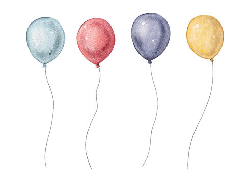 Set of party balloons isolated on white. . High quality illustration
