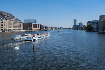 Tour ferries in Spree river in Berlin, Germany