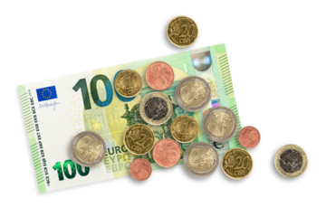 Currency of European Union. EUR is the official currency of the European Union. PNG file with transparent background