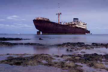 ship wreck in the sea (Telamon, Lanzarote, Spain)