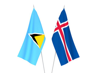 Iceland and Saint Lucia flags