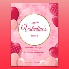 Happy valentines day party poster template