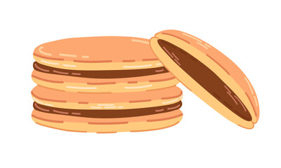 Asian sweet pancakes dorayaki. Japanese sweets illustration.