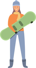 Girl snowboarding icon cartoon vector. Sport school. Extreme travel