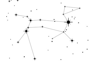 Simple astronomical illustration of the constellation Canis Major (the Greater Dog). Transparent PNG design element for websites, print and other graphics.