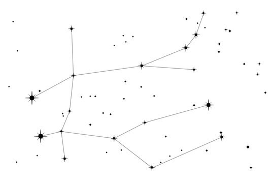Simple astronomical illustration of the constellation Gemini (the twins). Transparent PNG design element for websites, print and other graphics.