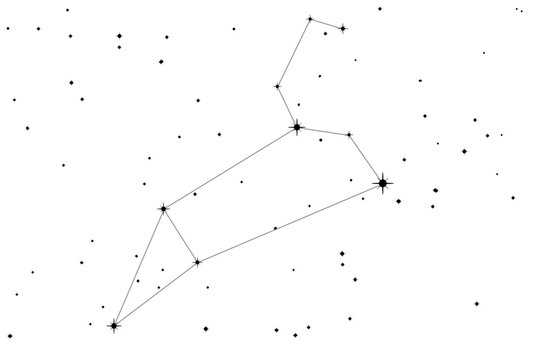 Simple astronomical illustration of the constellation Leo (the lion). Transparent PNG design element for websites, print and other graphics.