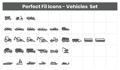Perfect Fill Icons - Vehicle Icons Set