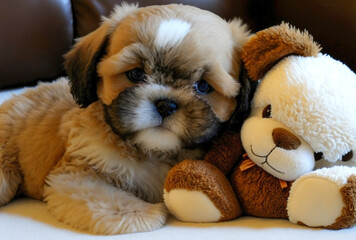 A Cute Fluffy Shih Tzu puppy, Generative AI