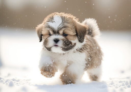 A Cute Fluffy Shih Tzu puppy, Generative AI