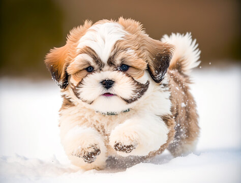A Cute Fluffy Shih Tzu puppy, Generative AI