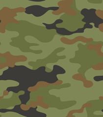 Fototapeta premium Forest texture camouflage vector trendy design, seamless green pattern.